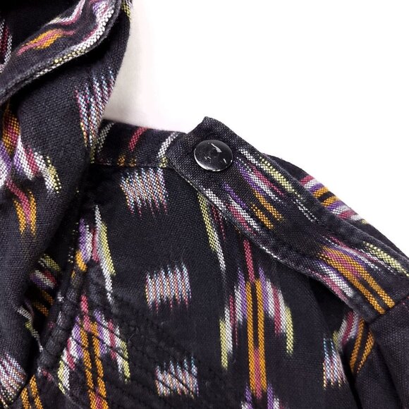 Free People Hooded Jacket The Ikat Parka Black Unlined Size Small Oversized - Picture 14 of 15